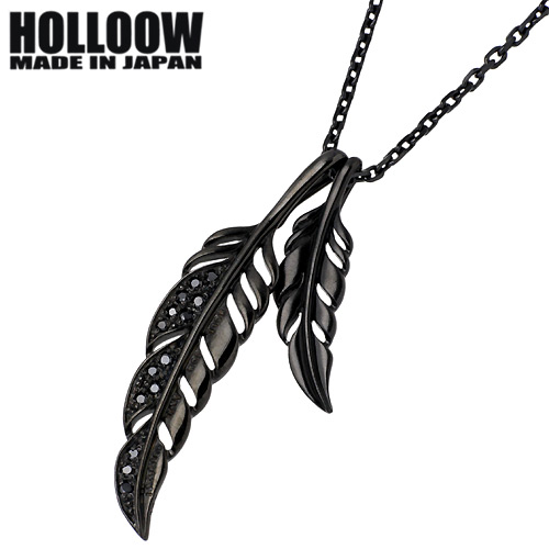 【ポイント2倍！マラソン終了まで】 ホロウ HOLLOOW クロウ フェザー シルバー ネックレス アクセサリー チェーン付き キュービック ブラックコーティング 羽 シルバー925 スターリングシルバー KHP-26BK｜Baby・Sies（ベイビー・シーズ）