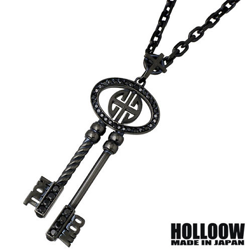 【ポイント2倍!マラソン終了まで】 ホロウ HOLLOOW マスター キー シルバー ネックレス アクセサリー チェーン付き ブラックコーティング キュービック カギ 鍵 クロス 十字架 シルバー925 スターリングシルバー KHP-278BK|Baby・Sies(ベイビー・シーズ)