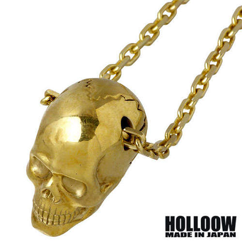 【ポイント2倍！マラソン期間中】 ホロウ HOLLOOW ニル スカル シルバー ネックレス アクセサリー チェーン付き ゴールドコーティング ドクロ 髑髏 シルバー925 スターリングシルバー KHP-281GD