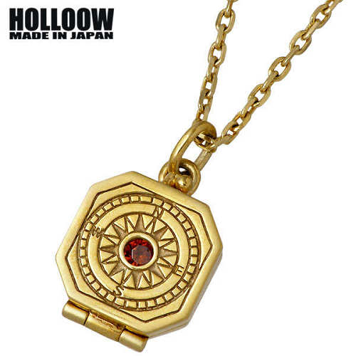 【ポイント2倍!マラソン期間中】 ホロウ HOLLOOW ワールド コンパス シルバー ネックレス アクセサリー チェーン付き ゴールドコーティング 羅針盤 スカル ドクロ 髑髏 シルバー925 スターリングシルバー KHP-283GD