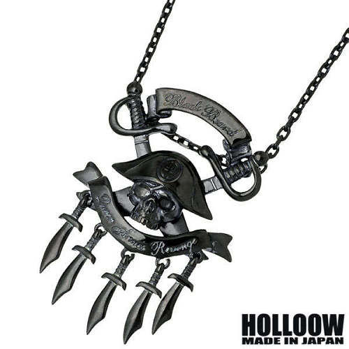 【ポイント2倍!マラソン終了まで】 ホロウ HOLLOOW ブラック ベアード シルバー ネックレス アクセサリー チェーン付き ブラックコーティング スカル ドクロ 髑髏 ナイフ シルバー925 スターリングシルバー KHP-286BK|Baby・Sies(ベイビー・シーズ)