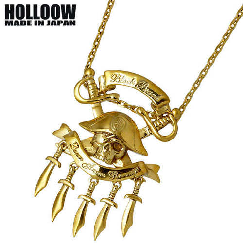 【ポイント2倍!マラソン終了まで】 ホロウ HOLLOOW ブラック ベアード シルバー ネックレス アクセサリー チェーン付き ゴールドコーティング スカル ドクロ 髑髏 ナイフ シルバー925 スターリングシルバー KHP-286GD|Baby・Sies(ベイビー・シーズ)