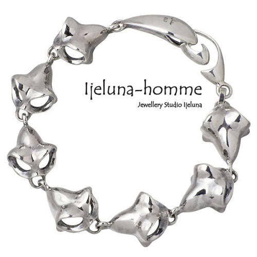 【ポイント2倍!マラソン終了まで】 アイジェルナ オム Ijeluna-homme ヘルメット スカル連 シルバー ブレスレット アクセサリー シルバー925 スターリングシルバー AT-035B|Baby・Sies(ベイビー・シーズ)