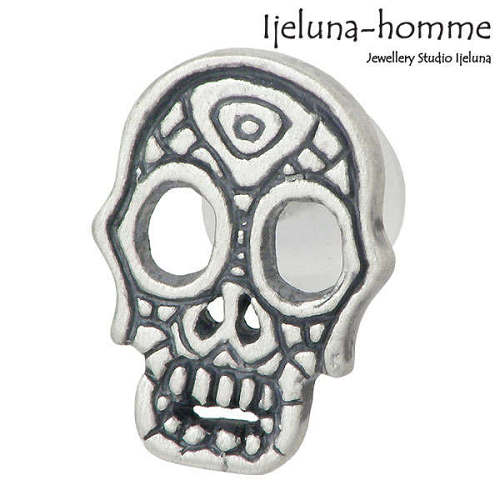 【ポイント2倍！マラソン期間中！】 アイジェルナ オム Ijeluna-homme スカル プレート シルバー ピアス アクセサリー 1個売り 片耳用 シルバー925 スターリングシルバー AT-053P