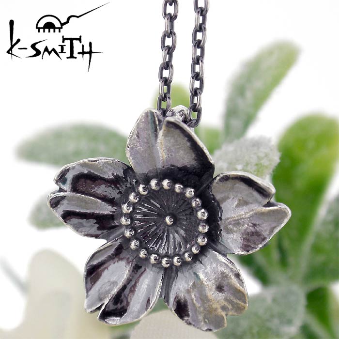 【ポイント2倍！マラソン期間中】 ケースミス K-SMITH バースデー フラワー シルバー ネックレス 3月桜 Birthday Flower Pendant 40～50cm KF-N-03