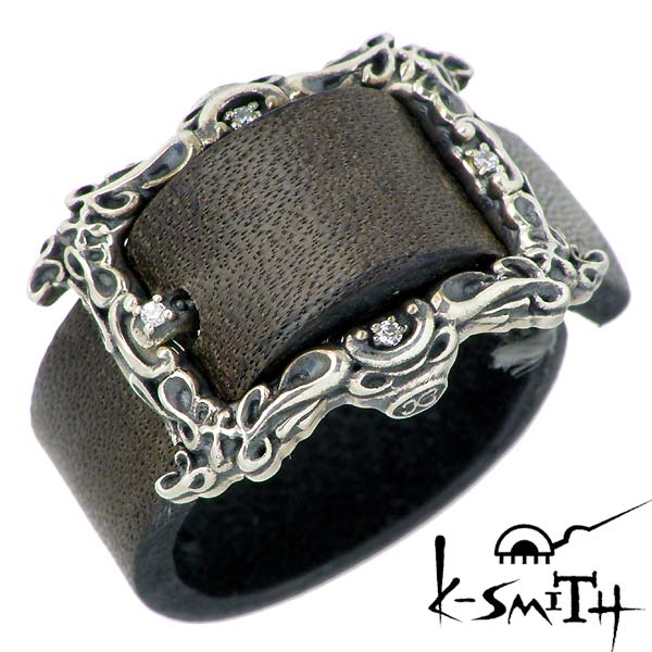 【ポイント2倍！マラソン期間中】 ケースミス K-SMITH バックル RING レザー リング 牛革 キュービック 指輪 アクセサリー 13～21号 シルバー925 スターリングシルバー KI-00148-C