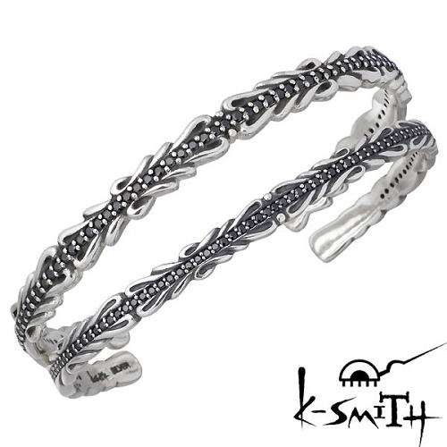 【ポイント2倍！マラソン期間中！】 ケースミス K-SMITH シルバー ペア バングル アクセサリー ブラックキュービック メンズ レディース シルバー925 スターリングシルバー KI-1276180-1-P