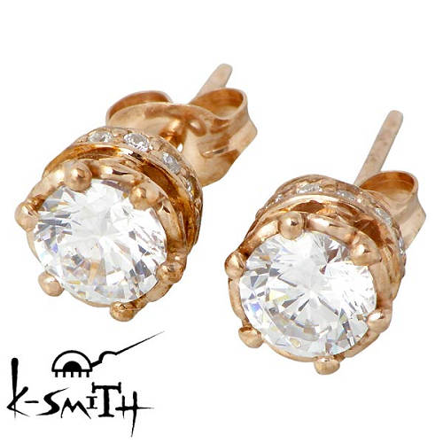 【ポイント2倍!マラソン終了まで】 ケースミス K-SMITH 王冠 デザイン シルバー ピアス アクセサリー キュービック ピンクゴールドコーティング スタッドタイプ 2個売り 両耳用 シルバー925 スターリングシルバー KI-1280411|Baby・Sies(ベイビー・シーズ)
