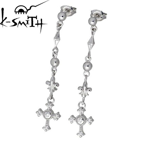 【ポイント2倍！マラソン期間中！】 ケースミス K-SMITH クロスデザインシルバーピアス アクセサリー ロング キュービック スタッドタイプ 2個売り 両耳用 シルバー925 スターリングシルバー KI-1281153