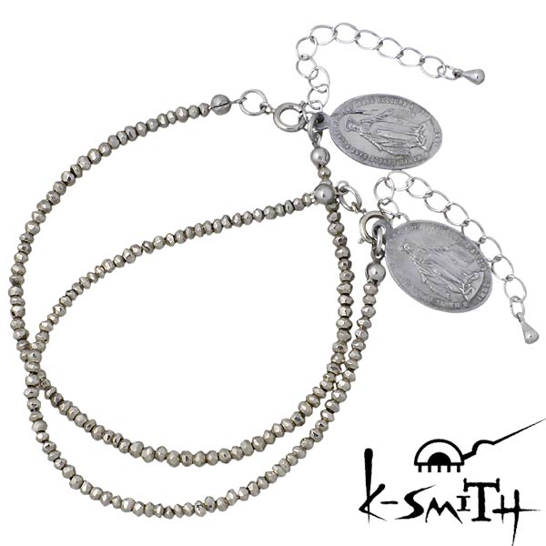 【ポイント2倍！マラソン期間中！】 ケースミス K-SMITH パイライト ブレスレット アクセサリー メダイ ペア KI-PL-B-L-M-P