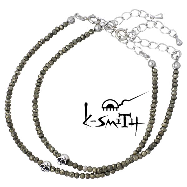 【ポイント2倍!12日まで!】 ケースミス K-SMITH パイライト ブレスレット アクセサリー スカル ペア シルバー925 スターリングシルバー KI-PSK-B-L-M-P
