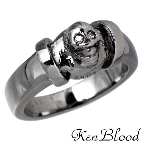 【ポイント2倍！マラソン期間中】 ケンブラッド KEN BLOOD GHOST スカル シルバー リング ブラック キュービック 7号～23号 指輪 アクセサリー BK CZ シルバー925 スターリングシルバー KB-KR-153BK 13,199円
