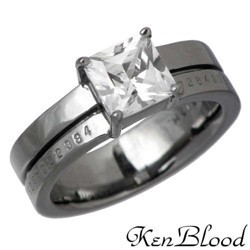 【ポイント2倍！マラソン終了まで】 ケンブラッド KEN BLOOD スクエア キュービック シルバー リング ブラック 7号～23号 指輪 アクセサリー CZ シルバー925 スターリングシルバー KB-KR-160BK｜Baby・Sies（ベイビー・シーズ） 18,125円
