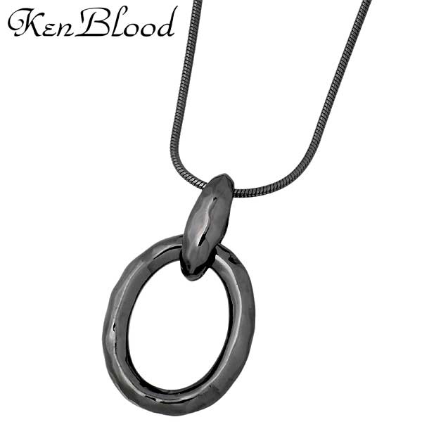 【ポイント2倍！マラソン期間中！】 ケンブラッド KEN BLOOD オーバル シルバー ネックレス アクセサリー ブラック シルバー925 スターリングシルバー KP-390BK