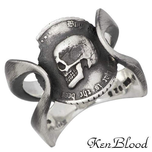 【ポイント2倍！20日まで！】 ケンブラッド KEN BLOOD プライド シルバー リングB スカル コイン 指輪 アクセサリー 15～21号 シルバー925 スターリングシルバー KR-238AtSV