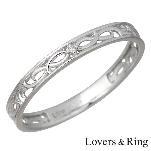 【ポイント2倍！20日まで！】 ラバーズリング Lovers & Ring K10 ホワイトゴールド ダイヤモンド リング 指輪 アクセサリー 5～23号 刻印可能 LSR-0610MDWG