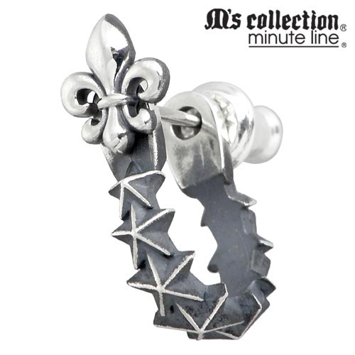 エムズコレクション M's collection ユリ フープ型 シルバー ピアス アクセサリー 1個売り 片耳用 スター 星 シルバー925 スターリングシルバー M0353-0357｜Baby・Sies（ベイビー・シーズ）