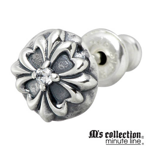エムズコレクション M's collection キュービック & スタッド シルバー ピアス アクセサリー 1個売り 片耳用 CZ シルバー925 スターリングシルバー M0370｜Baby・Sies（ベイビー・シーズ）