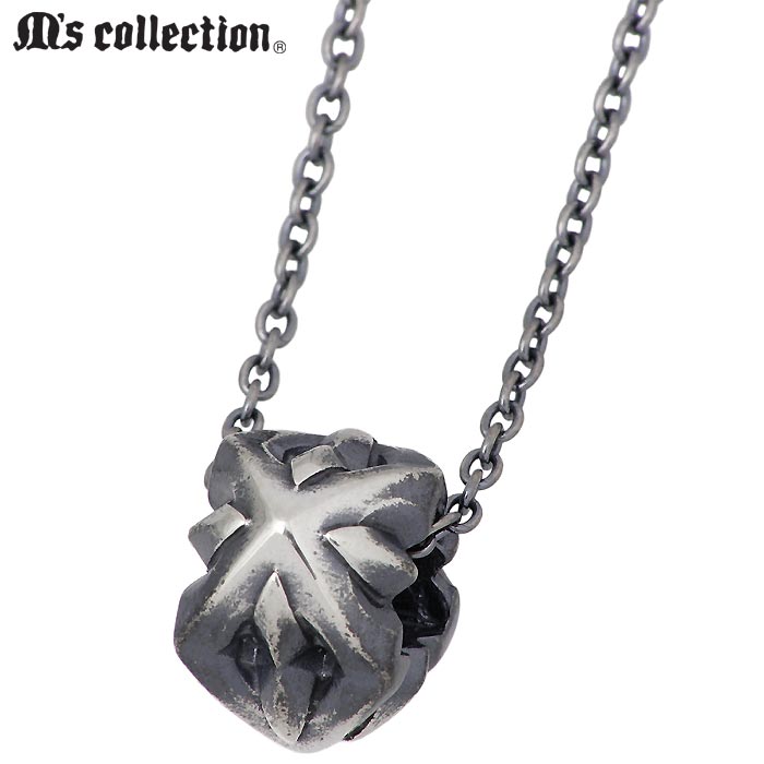【ポイント2倍!マラソン終了まで】 エムズコレクション M's collection シルバー ネックレス アクセサリー スリー スタッズ ビーズ メンズ レディース XP-142|Baby・Sies(ベイビー・シーズ)