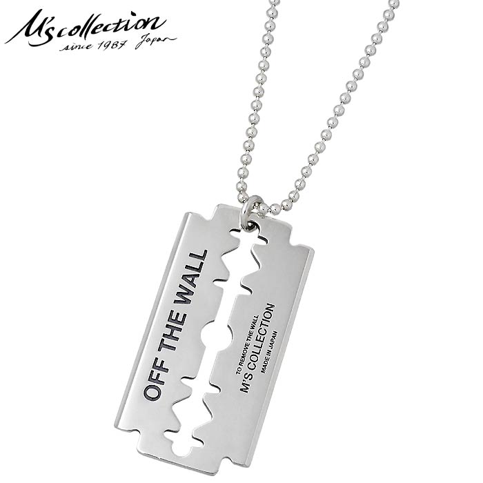 【ポイント2倍！マラソン期間中】 エムズコレクション M's collection オフザウォール レイザー シルバー ネックレス L メンズ レディース レザー シルバーアクセサリー アクセ ギフト プレゼント XP-162