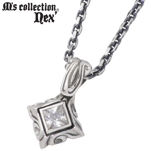 【ポイント2倍！マラソン期間中】 エムズコレクション M's collection クリアキュービック シルバー ネックレス アクセサリー チェーン付き シルバー925 スターリングシルバー X0201CZ