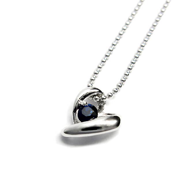 【ポイント2倍!マラソン終了まで】 シルバー ネックレス アクセサリー 誕生石 スウィートハート 9月 サファイア シルバー925 スターリングシルバー P1619-09|Baby・Sies(ベイビー・シーズ)
