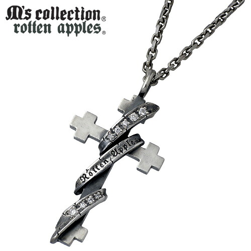 【ポイント2倍!マラソン終了まで】 エムズコレクション M's collection クロス & リボン シルバー ネックレス アクセサリー チェーン付き キュービック 十字架 ペンダントトップ アクセサリー シルバー925 スターリングシルバー RA-011|Baby・Sies(ベイビー・シーズ)