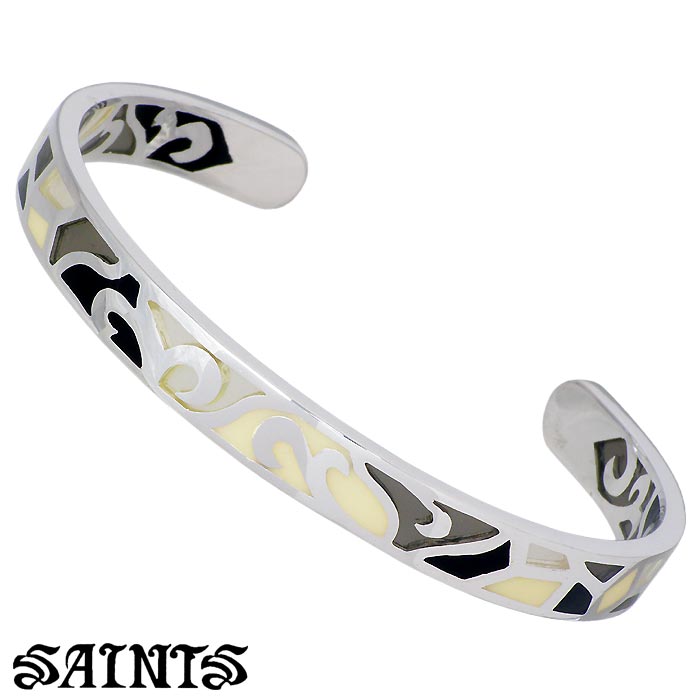 【ポイント2倍！マラソン終了まで】 セインツ SAINTS シルバー バングル アクセサリー ステンドグラス メンズ SSB-820M｜Baby・Sies（ベイビー・シーズ）