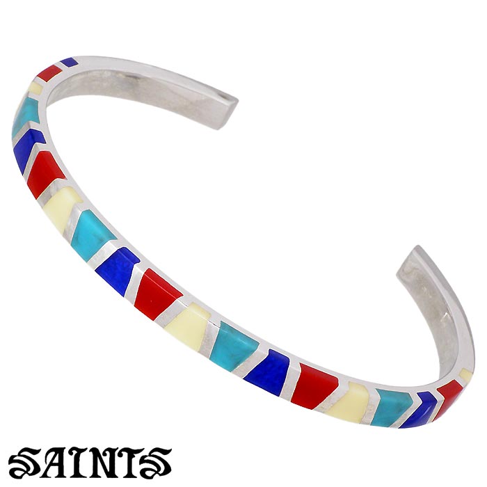 【ポイント2倍！マラソン終了まで】 セインツ SAINTS シルバー バングル アクセサリー マルチカラー メンズ SSB-821M｜Baby・Sies（ベイビー・シーズ）