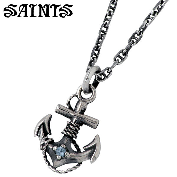 【ポイント2倍！マラソン期間中】 セインツ SAINTS アンカー シルバー ネックレス アクセサリー ブルートパーズ キュービック 錨 CZ シルバー925 スターリングシルバー SSP10-159