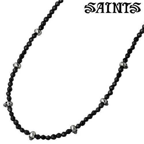 【ポイント2倍！マラソン期間中】 セインツ SAINTS セブン スカル シルバー ネックレス アクセサリー オニキス ドクロ 髑髏 シルバー925 スターリングシルバー SSP10-172OX