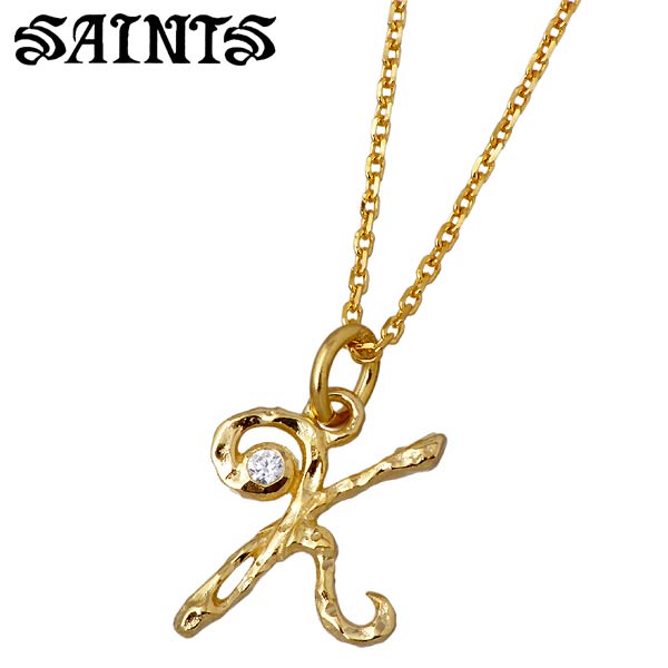 【ポイント2倍！マラソン期間中！】 セインツ SAINTS イニシャル シルバー ネックレス アクセサリー K レディース キュービック ゴールド シルバー925 スターリングシルバー SSP4-258GD-K