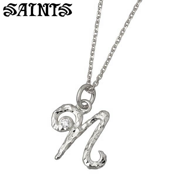 セインツ SAINTS イニシャル シルバー ネックレス アクセサリー N レディース キュービック シルバー925 スターリングシルバー SSP4-258SV-N