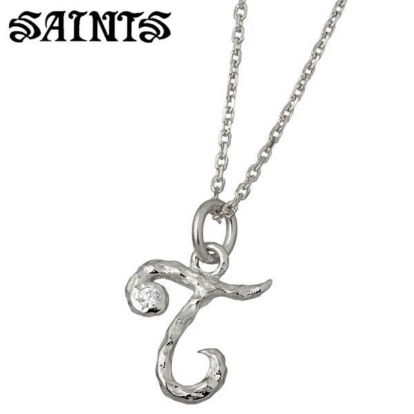 セインツ SAINTS イニシャル シルバー ネックレス アクセサリー T レディース キュービック シルバー925 スターリングシルバー SSP4-258SV-T