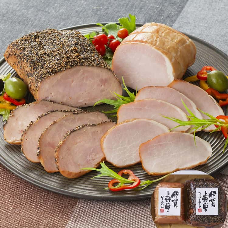【ポイント2倍！12日まで！】 三重 伊賀上野の里 ロースハム&ペッパーポーク 詰合せ ペッパーポーク 310g ロースハム JAS特級 250g 職人が織りなす巧みな技により作り上げました ご進物 ギフト 贈り物に 離島配送不可