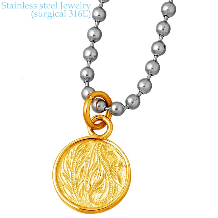 【ポイント2倍！12日まで！】 ステンレス ハワイアンジュエリー ハワジュ ネックレス アクセサリー 金属アレルギー対応 ラウンド レディース K24 医療用サージカル316L GPSS842K24
