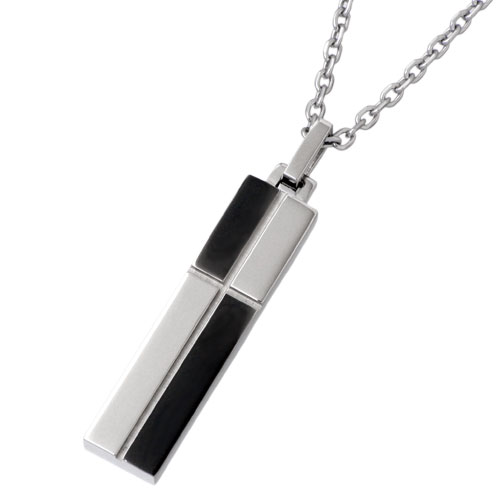 ヴィー vie ステンレス クロスカット ネックレス アクセサリー 金属アレルギー対応 ブラック アレルギーフリー vie-N1140BK