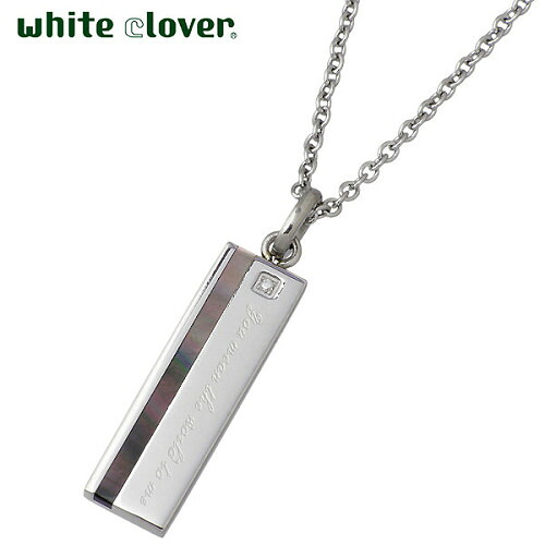 ホワイトクローバー white clover ネックレス アクセサリー 金属アレルギー対応 ダイヤモンド X ブラックシェル ステンレス メッセージ アレルギーフリー 4SUP002BK