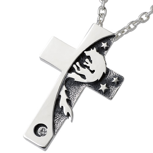【ポイント2倍！マラソン終了まで】 ウルフマンB.R.S WOLFMAN B.R.S ムーンシャドウ クロス シルバー ネックレス アクセサリー チェーン付 シルバー925 スターリングシルバー NW-P-06-CL100｜Baby・Sies（ベイビー・シーズ）