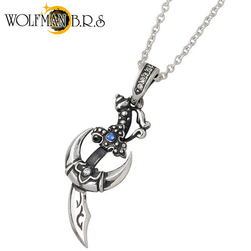 【ポイント2倍！マラソン期間中】 ウルフマンB.R.S WOLFMAN B.R.S ムーンソルジャー シルバー ネックレス アクセサリー チェーン付き ストーン シルバー925 スターリングシルバー P-NW-47CL60