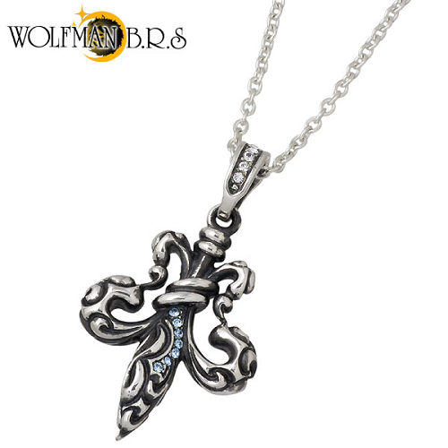 【ポイント2倍！マラソン終了まで】 ウルフマンB.R.S WOLFMAN B.R.S パルメット ノースw ストーン シルバー ネックレス アクセサリー チェーン付き シルバー925 スターリングシルバー P-NW-48CL60｜Baby・Sies（ベイビー・シーズ）