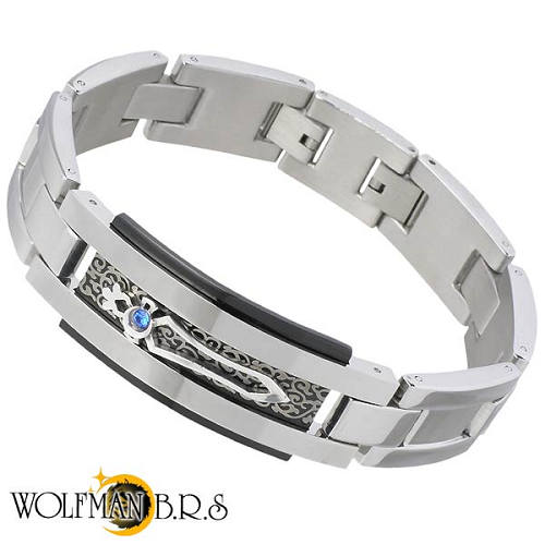 【ポイント2倍！マラソン終了まで】 ウルフマンB.R.S WOLFMAN B.R.S ケルティック ブレードID ブレスレット アクセサリー スワロフスキー ステンレス シルバー925 スターリングシルバー NW-BR-305｜Baby・Sies（ベイビー・シーズ）