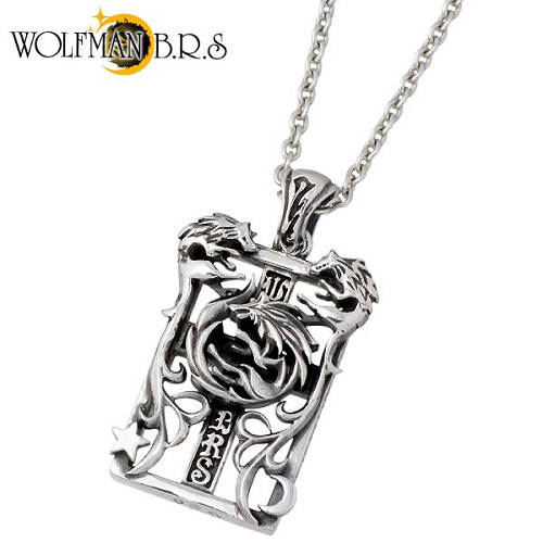 【ポイント2倍！マラソン期間中】 ウルフマンB.R.S WOLFMAN B.R.S 3Dパルメット ウルフw シルバー ネックレス アクセサリー ムーン ウルフ メンズ 狼 シルバー925 スターリングシルバー WO-P-201CL60