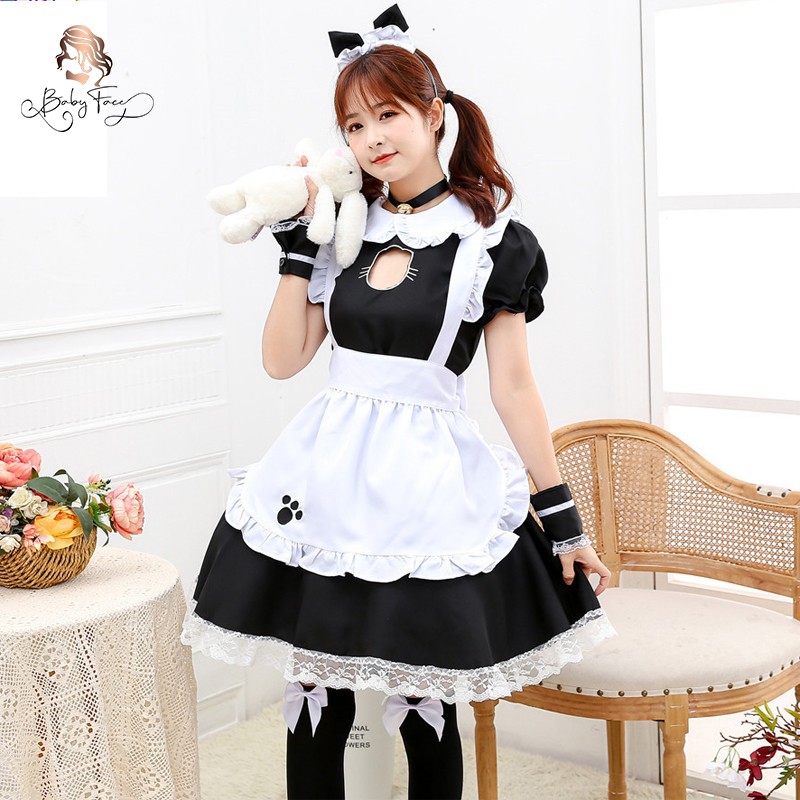 新品　メイド服　ブラックワンピース、エプロン、カチューシャ　３点セット