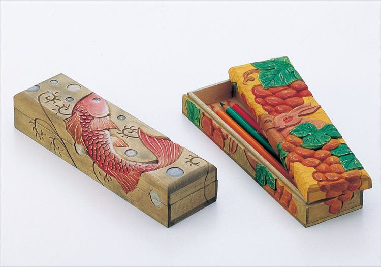 木彫り文房具収納箱 楽天市場】木彫六角小箱 マルチボックス アーテック 箱 収納