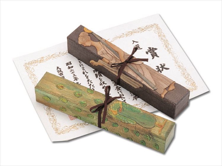 木彫り文房具収納箱 木彫り文房具収納箱 木彫 文箱 | ゆめ画材