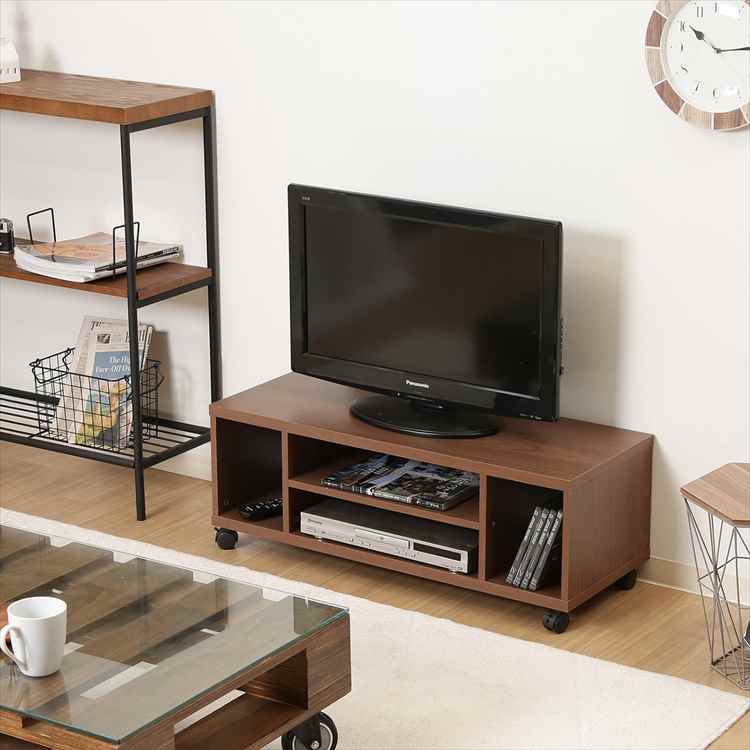 ｷｬｽﾀｰ付きTV台 ﾐﾃﾞｨｱﾑﾌﾞﾗｳﾝ ローボード TV台 テレビ台 おしゃれ 不二貿易 リビングボード 収納ボックス 新生活 AV収納 AVボード