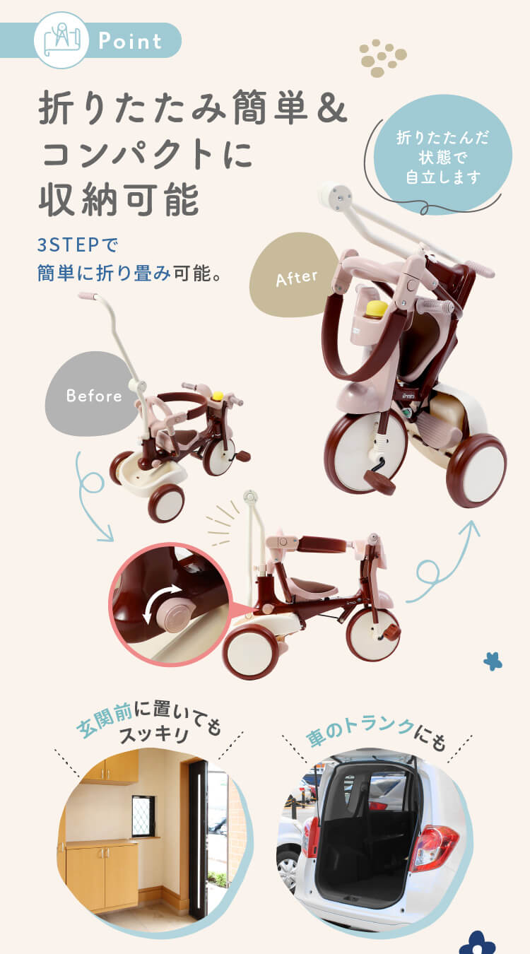 楽天市場】三輪車 折りたたみ かじとり おしゃれ iimo TRICYCLE