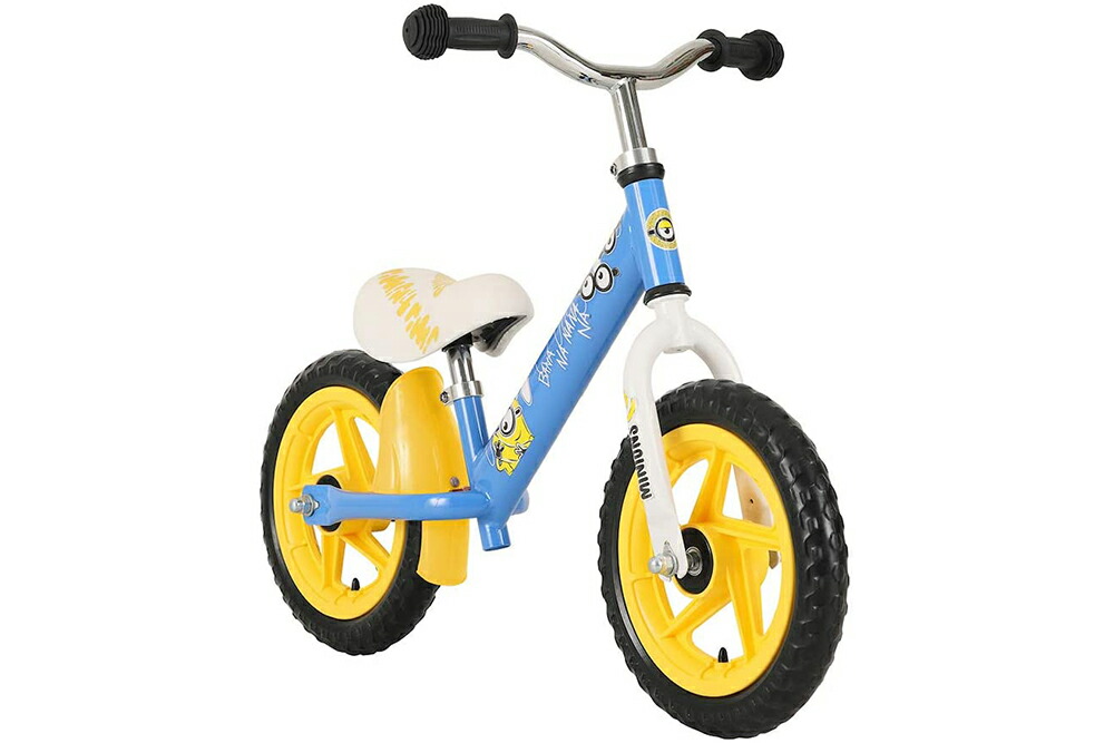 自転車ファーストバイク子供用キックバイクペダルなし2歳3歳4歳5歳ミニオンズ12インチかわいいかっこいいブルーイエロー男の子女の子泥除けノーパンクタイヤキッズ