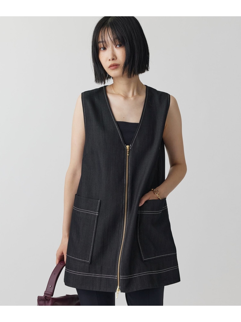 デニムライクジレ BABYLONE バビロン トップス ベスト・ジレ ブラック ネイビー【先行予約】*【送料無料】[ Fashion]｜BABYLONE
